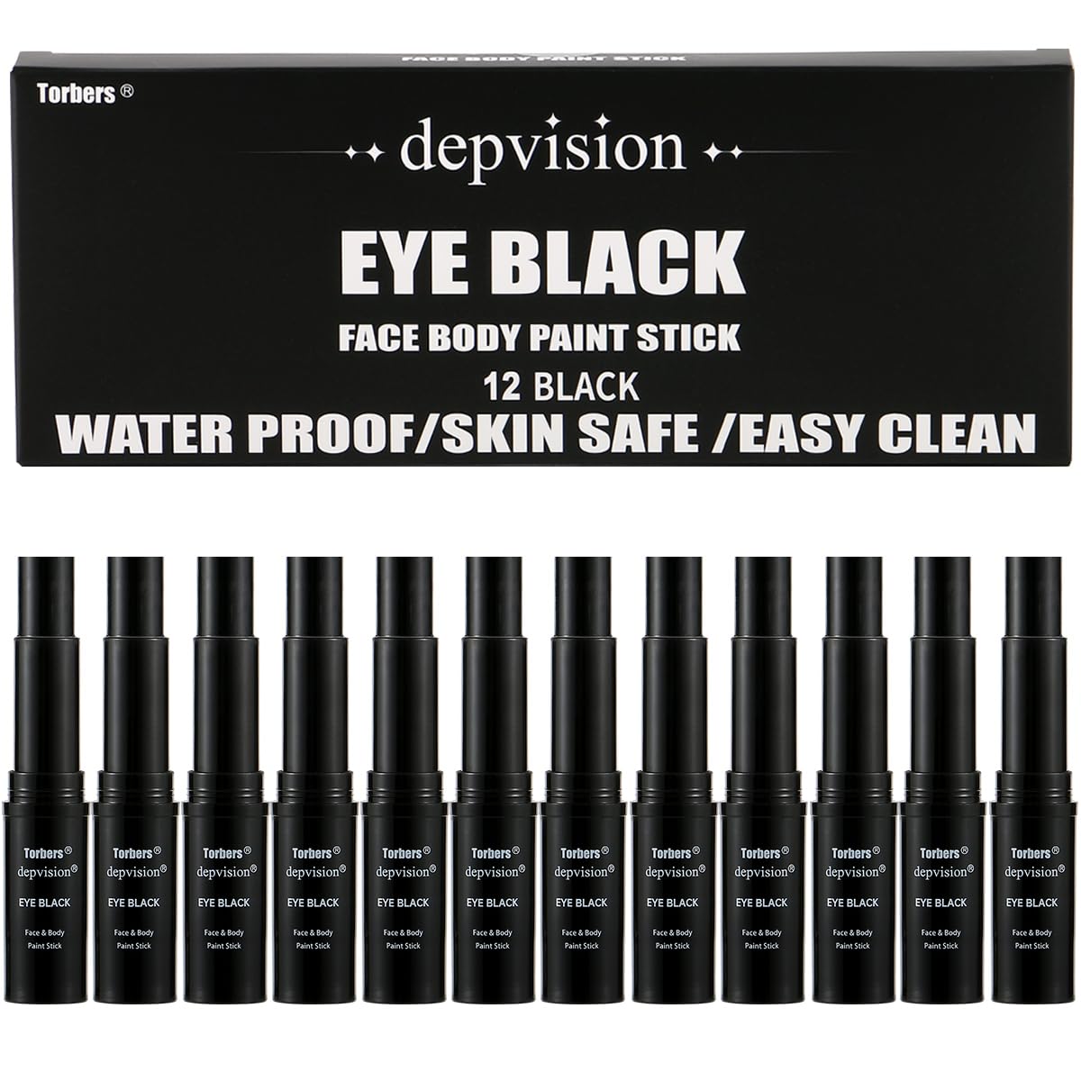 Depvision Eye Black Face Paint Stick for Sports,Waterproof Eye Black Baseball Gifts,Softball Football Face Body Paint for Halloween Makeup Colors Anti-Glare