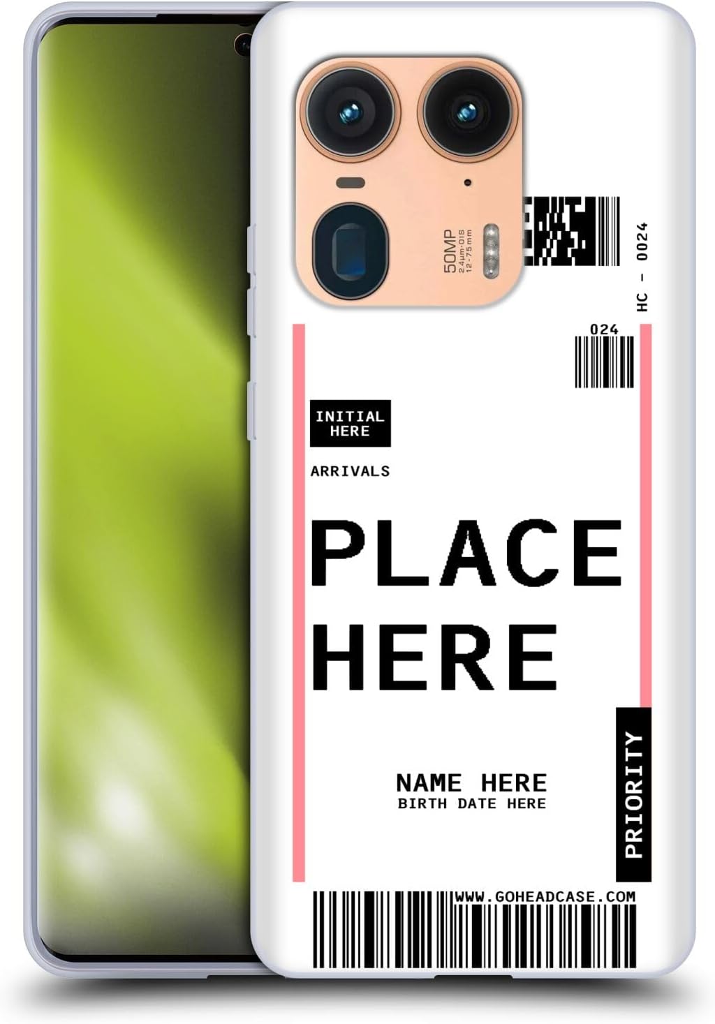 Custom Customized Personalized Luggage Tags Red Blue Soft Gel Case Compatible with Motorola Edge 50 Ultra/X50 Ultra