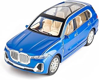 1/24 Big BMW X7 Toy Car Metal Pull Back Diecast Car with Openable Door and Sound Light, Gifts Toys for Kids【 Blue 】