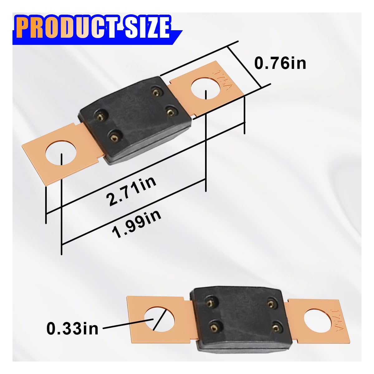 Fusible à boulon 175 A 32 V MEGA/AMG, fusible à haute intensité, fusible de montage à goujon pour voitures, camions, bus, bateaux, véhicules de construction, caravanes