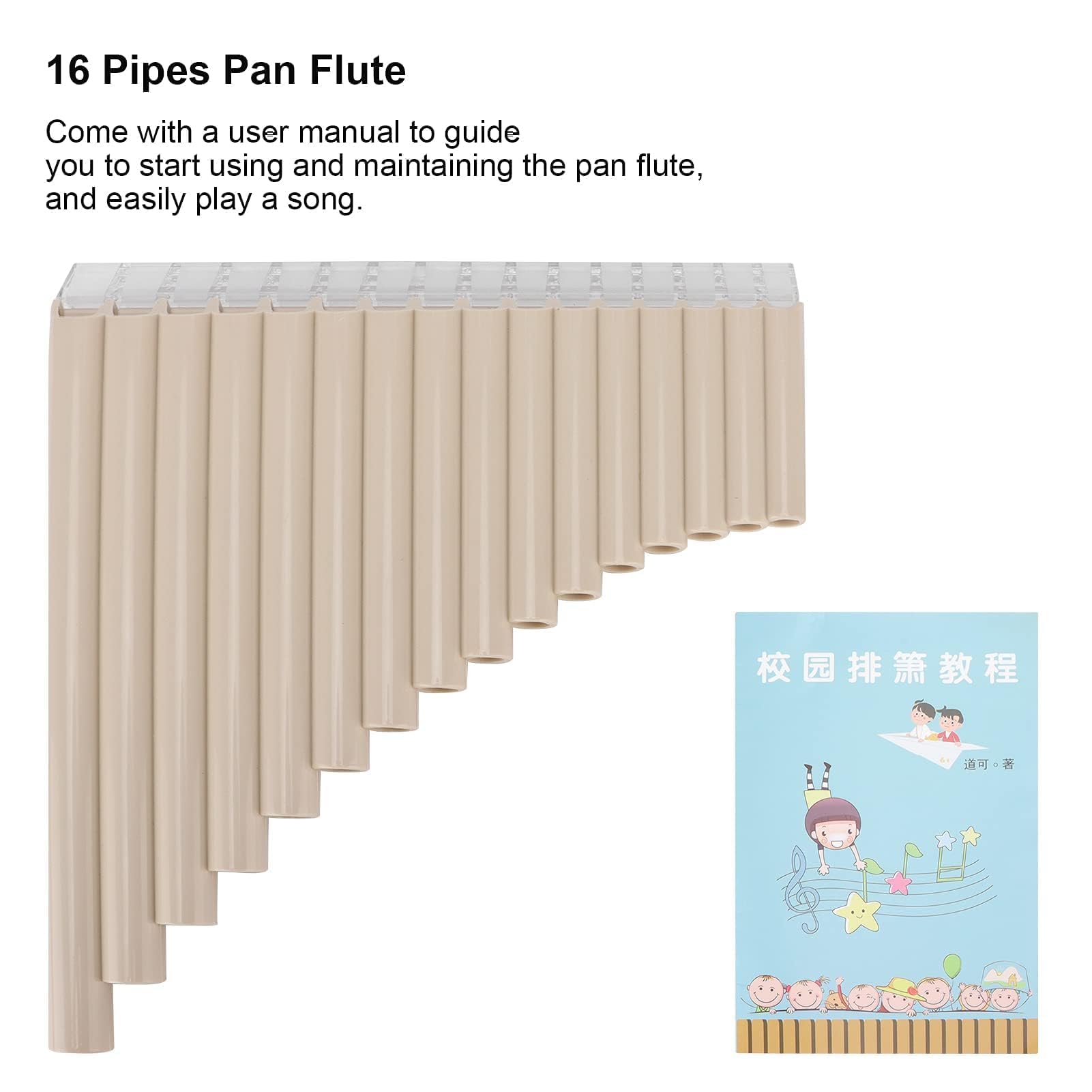 Flûte de Pan en Plastique avec Sac de Transport en Carton, Flûtes de Pan Do Apprentissage Facile Flûte de Pan à 18 Tuyaux pour les Adultes Débutants Développant Leur Sens de Musique (Blanc)