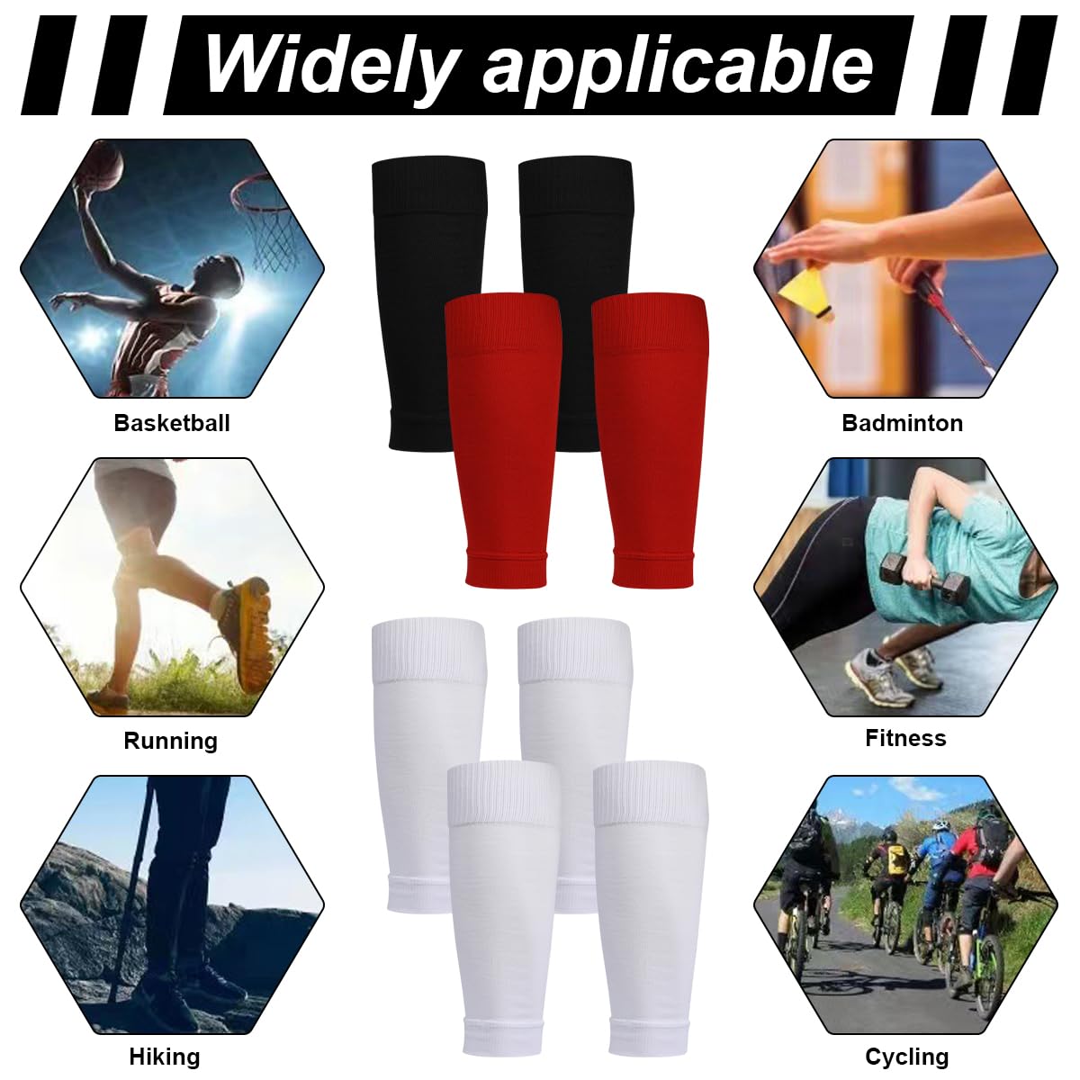 4 pary, skarpety piłkarskie, getry dla dzieci, skarpety piłkarskie, wzór taśmy, rękawy, tube, getry bez skarpetek, skarpety sportowe, skarpety treningowe