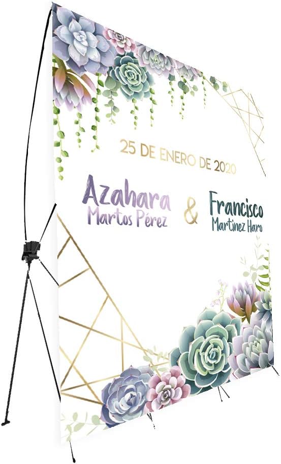 Photocall Personalizado De Amor - Lona Frontlit 335x180 Cm | Incluye 4 Soportes X-Banner | Ideal Para Bodas Y Eventos