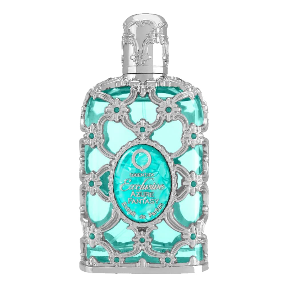 Orientica Luxury Exclusive Azure Fantasy Extrait de Parfum – Fresh, Citrus, Bergamot, Ginger, Nutmeg, Geranium, Lily, Jasmine, Ambergris, Musk - Arabic Perfume for Men & Women – 2.7oz/80ml