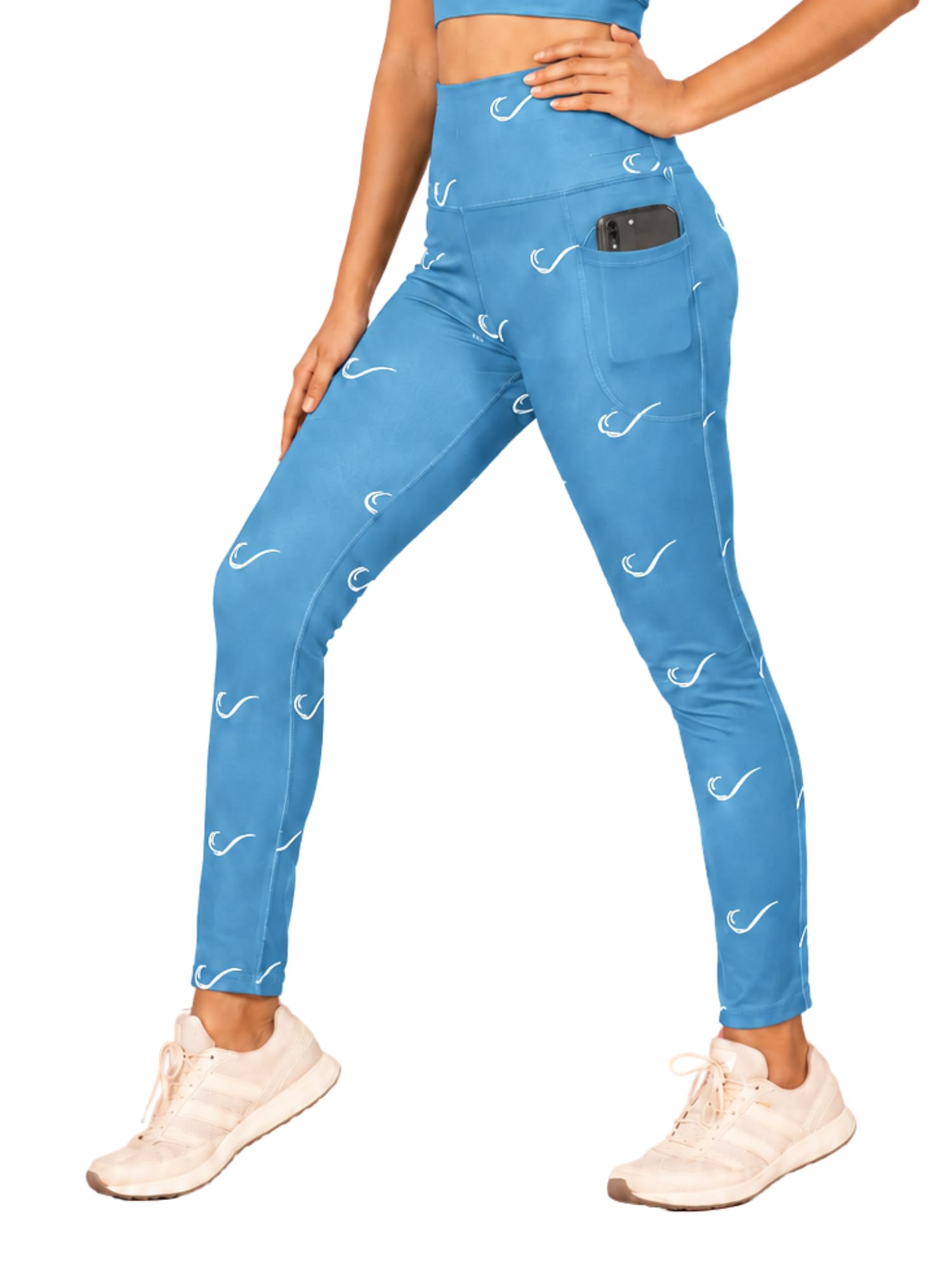 Women's High Waist Printed Gym Tights with Side Pocket | Stretchy Yoga Leggings for Women | Workout Running Fitness Pants | Ankle Length Activewear Tights-picture-41