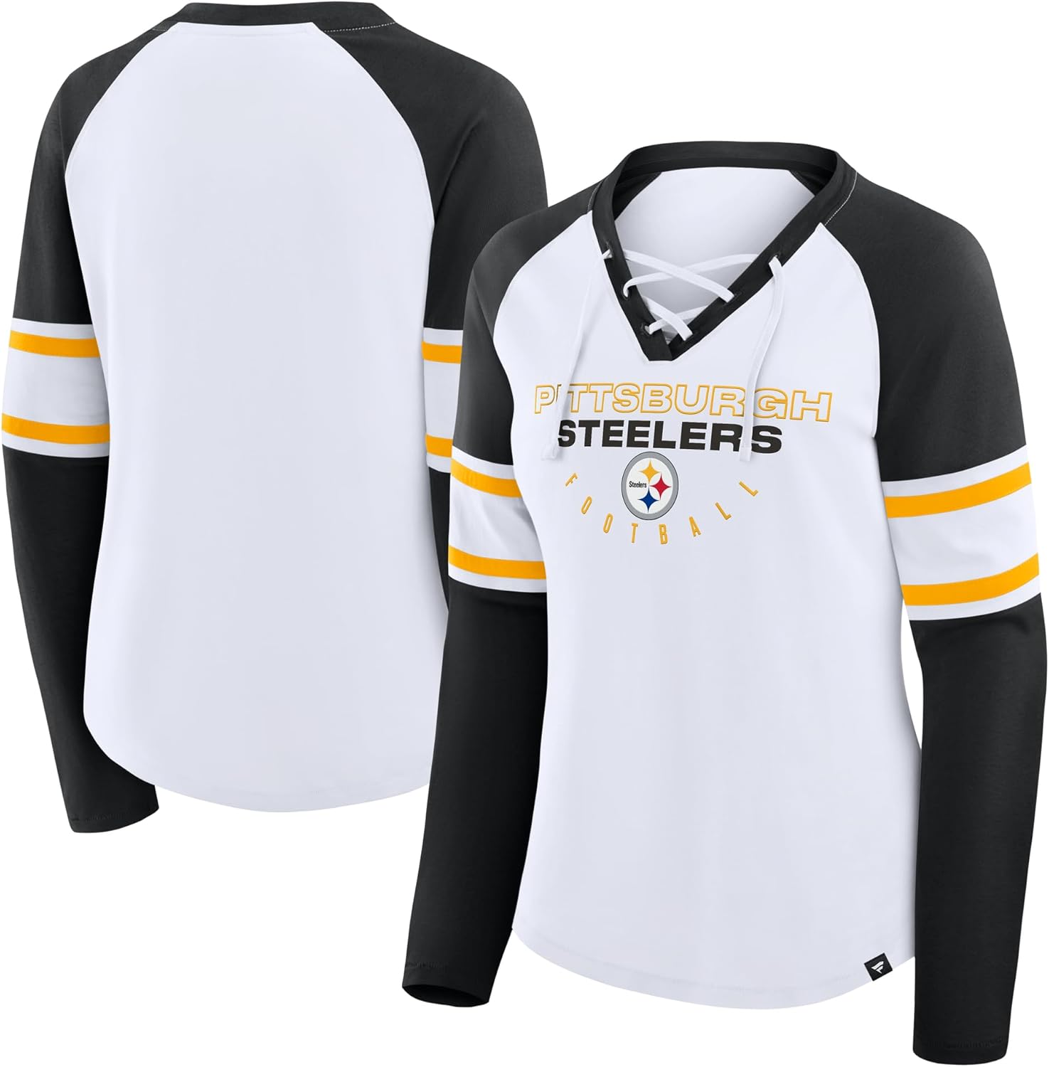 Fanatics Women's NFL Redzone Blitz Package Raglan Lace-Up V-Neck Long Sleeve T-Shirt