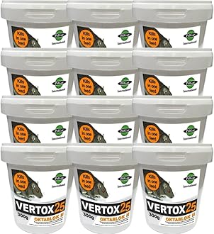 Rat & Mouse Poison Bait Blocks 12 x 300g – Single Feed Rodent Killer with Brodifacoum | Fast Acting Professional Rat Bait for Indoor Outdoor Use | All-Weather Block Use with Bait Station