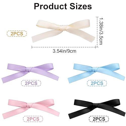 Miniatura 2 de 10 pinzas para el cabello con lazo dulce de 3.54 pulgadas, color rosa, morado, negro, blanco, azul, lazos para el cabello, kawaii, pasadores