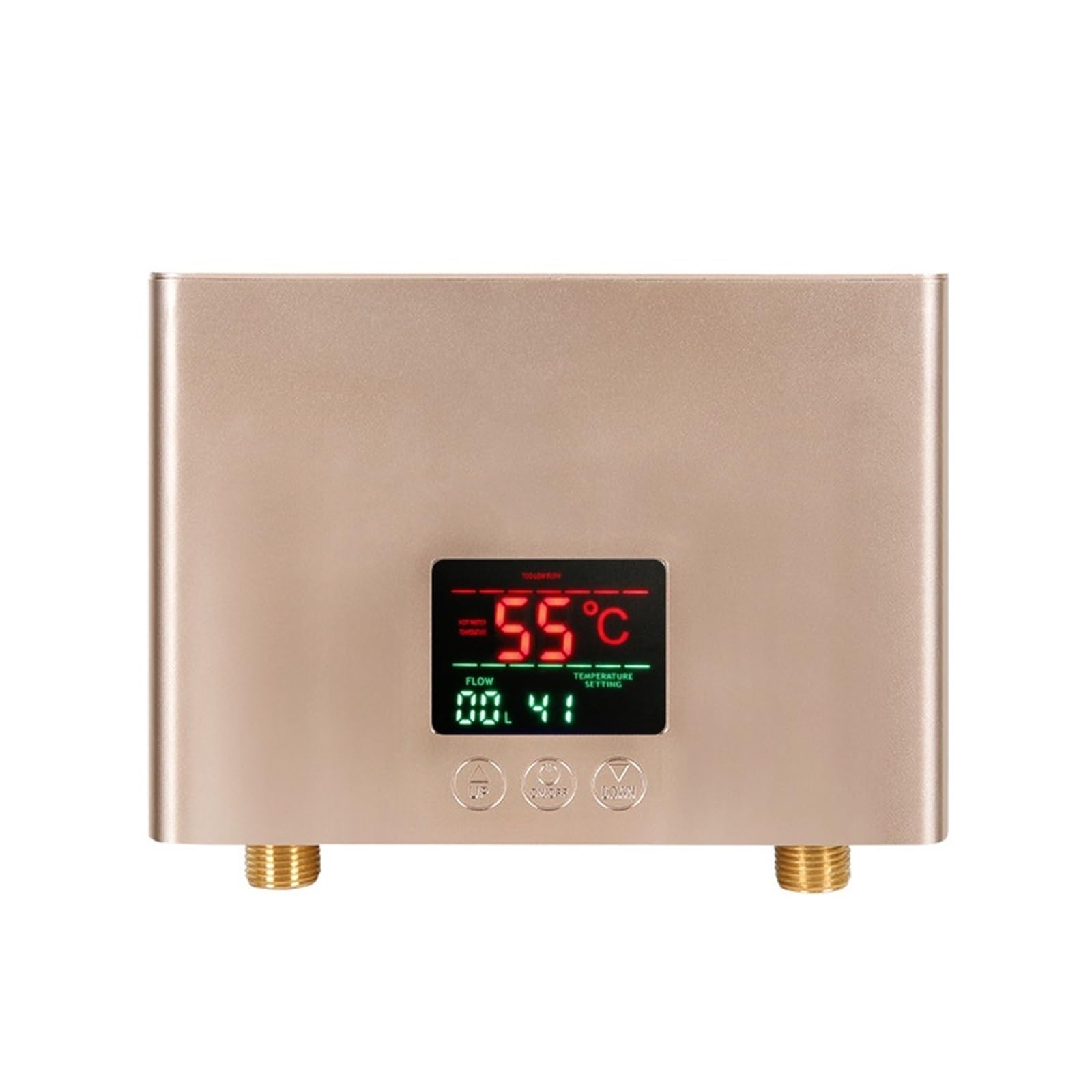 Instant Water Heater Bathroom Kitchen Wall Mounted Electric Water Heater LCD Temperature Display Remote Control Compact and Durable(Gold,220 5500W)