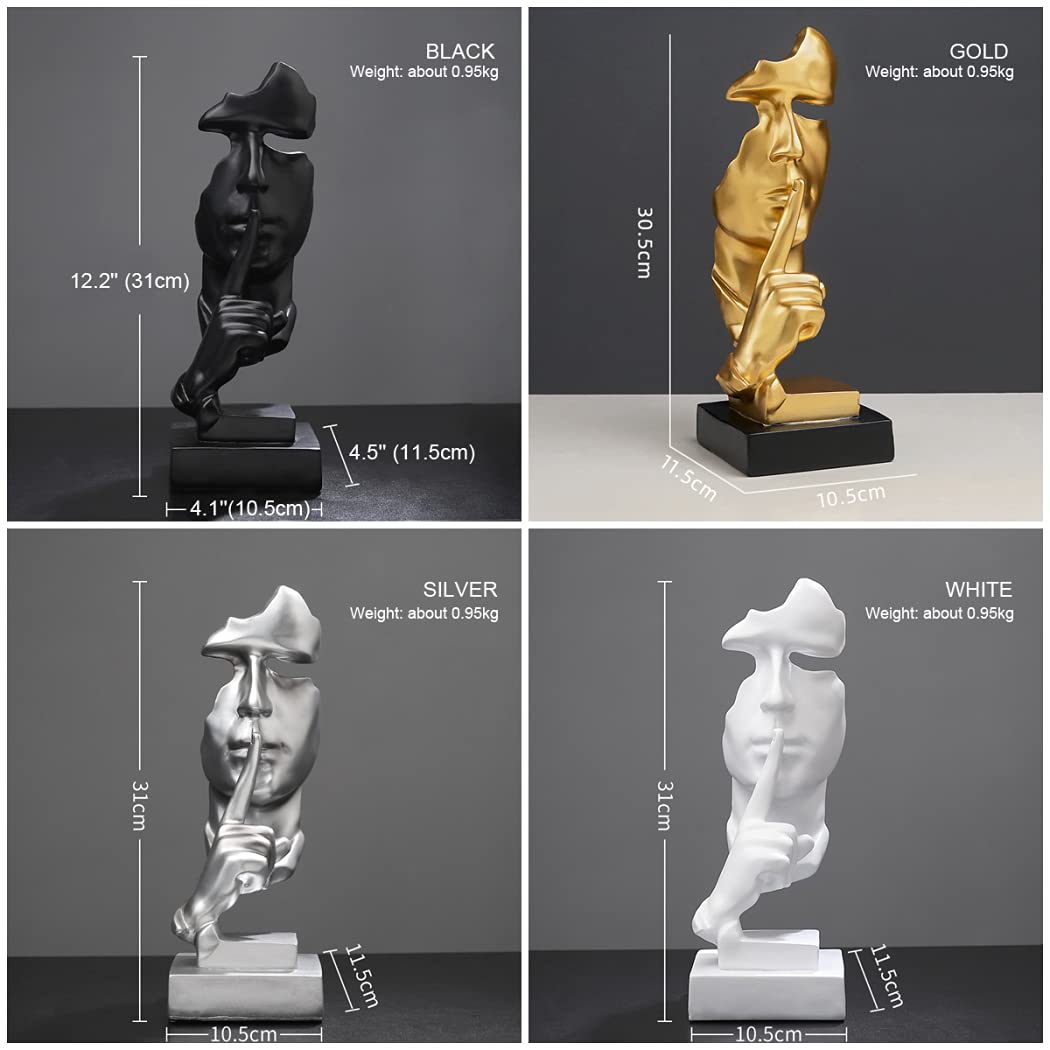 Silence is Gold Abstrakte Figur Harz Figur Sammlerstück Statue Dekor für Büro Cafe Wohnzimmer Europäische abstrakte Harz Skulptur Modelle Gold