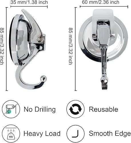 Miniatura 10 de YSSILADI Ganchos de ventosa resistentes al vacío, ganchos de ducha con ventosa de vidrio, ganchos para bata de baño, reutilizables, sin