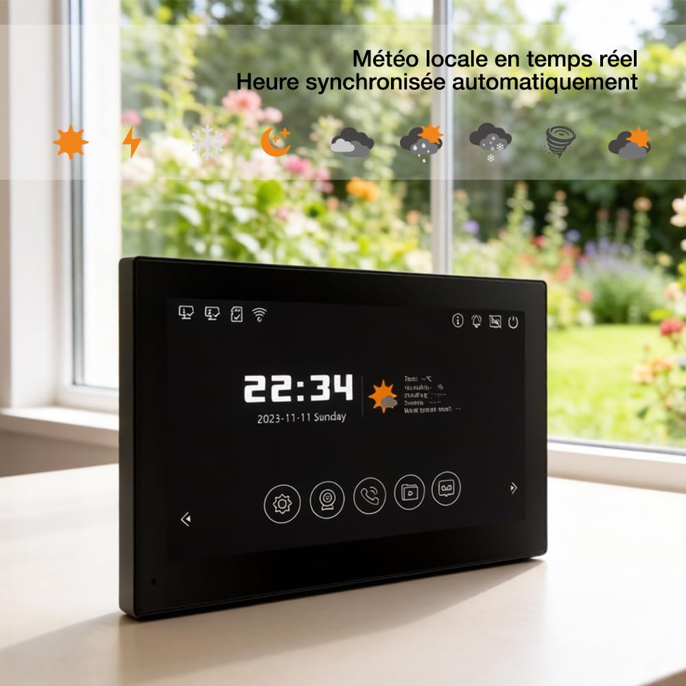 Visiophone Filaire Connecté à 2 Fils,Interphone Vidéo IP WiFi avec 7'' écran Tactile,Résolution 1080P,Unlock à Distance Via APP/IC Cartes,Audio Bidirectionnel, Connecté,Option IC Carte