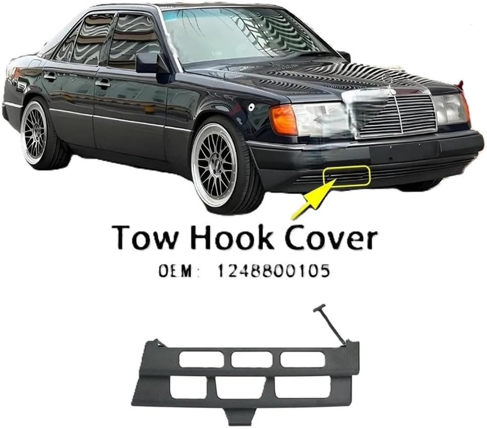Hitch Cover Trailer Front Bumper Tow Hook Eye Cover 1248800105 for W124 Benz 260/300/400/500E E300/320/420/500 300CE 1986-1995 Automotive Parts