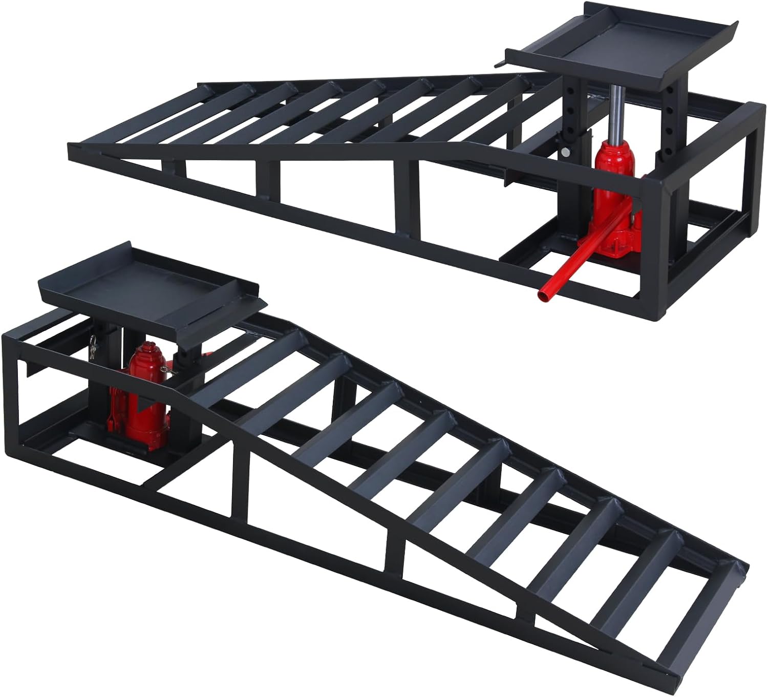 2 Pack Hydraulic Car Ramps, 11050LBS 5T Car Ramp High Lift 9"-14.2", Heavy Duty Steel Car Lift Ramp, Automotive Truck Service Ramps, Black