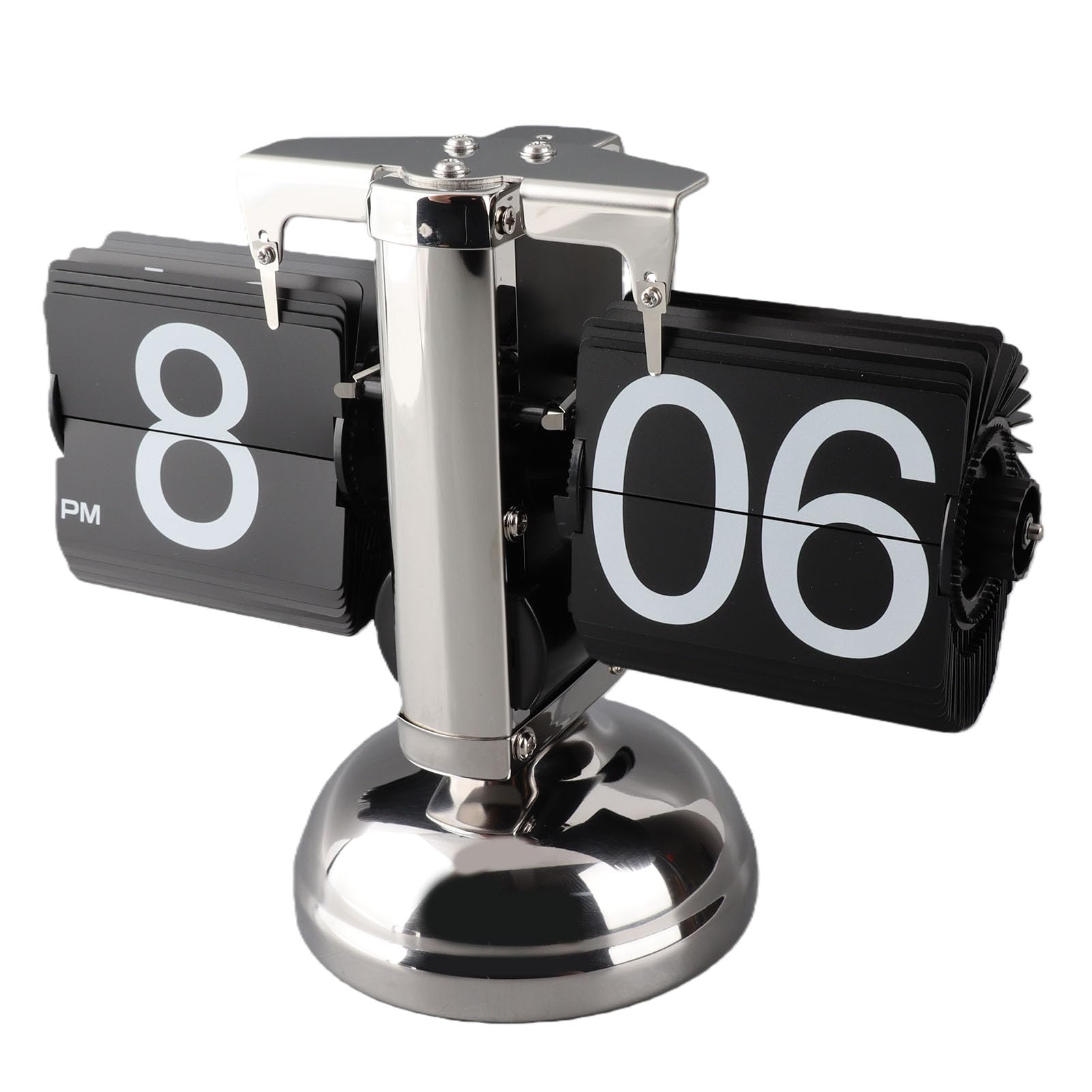 Cocoarm Digitale Flip-Down-Uhr, Retro minimalistische mechanische Auto-Flip-Uhr, Edelstahl, große Zahlen, für Zuhause