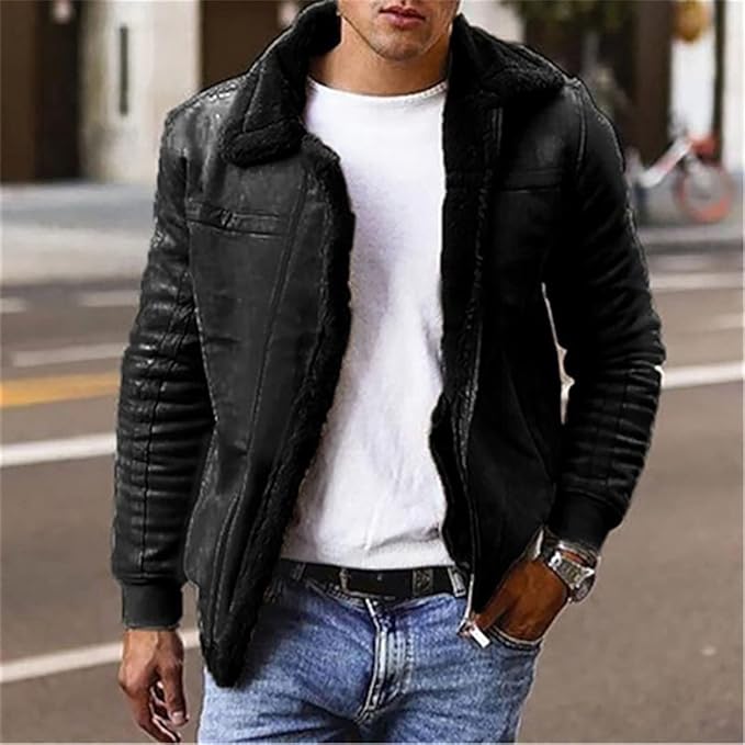 Heren Sherpa kunstleer jas mode winterstijl eenvoudige warme