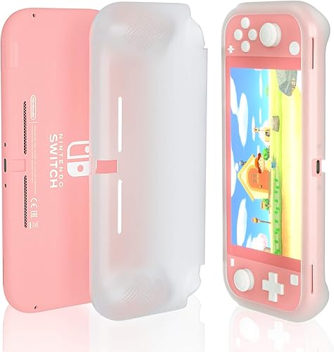 Vista 4 de ECHZOVE Funda de agarre para Nintendo Switch Lite, funda de TPU blanca transparente para Nintendo Switch lite