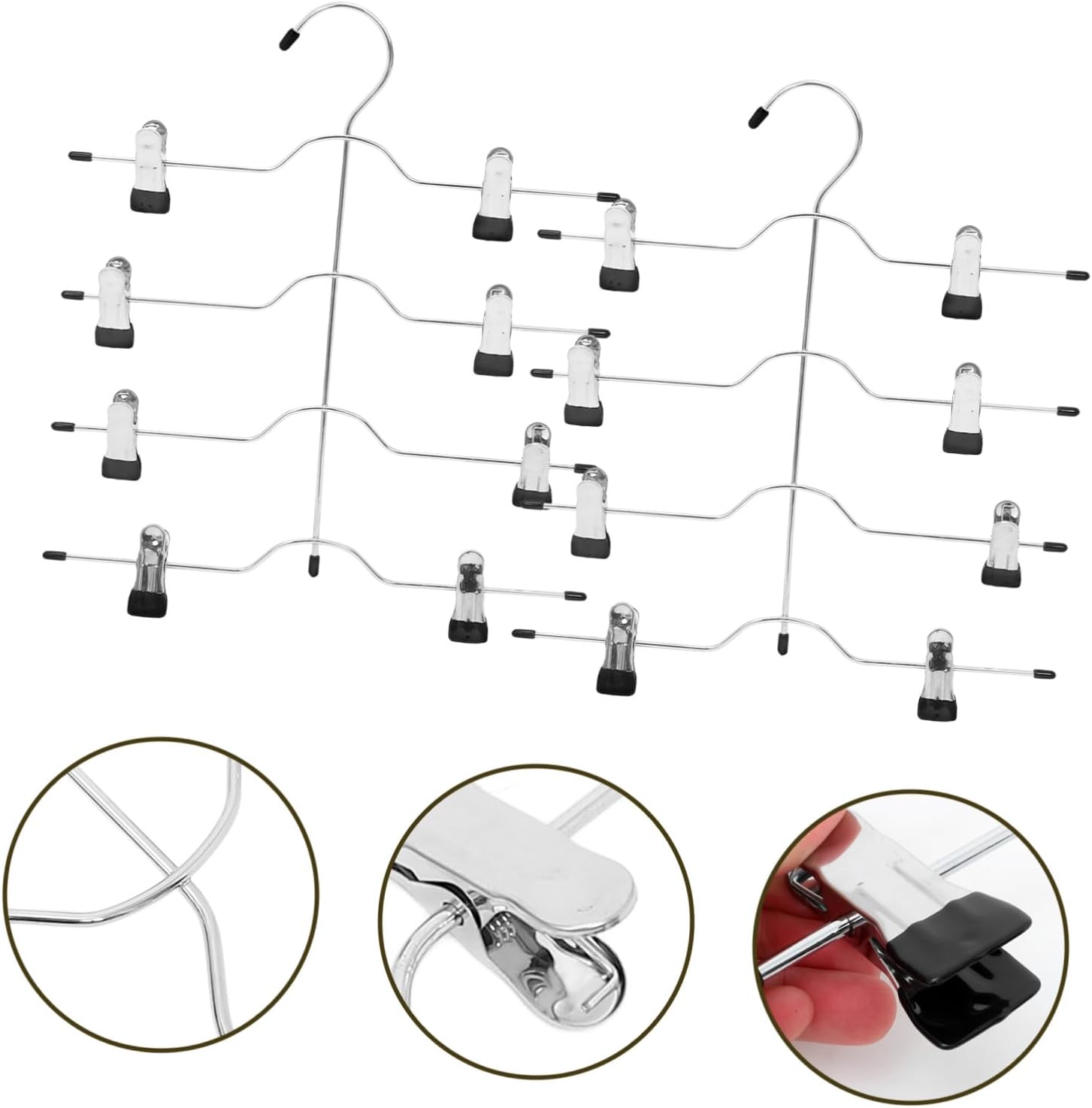 Angoily 4pcs Skirt Hangers with Clips for Pants and Coats Space-Saving Non-Slip Clothes Organizer Wrinkle-preventing Closet Storage for Neat Wardrobe