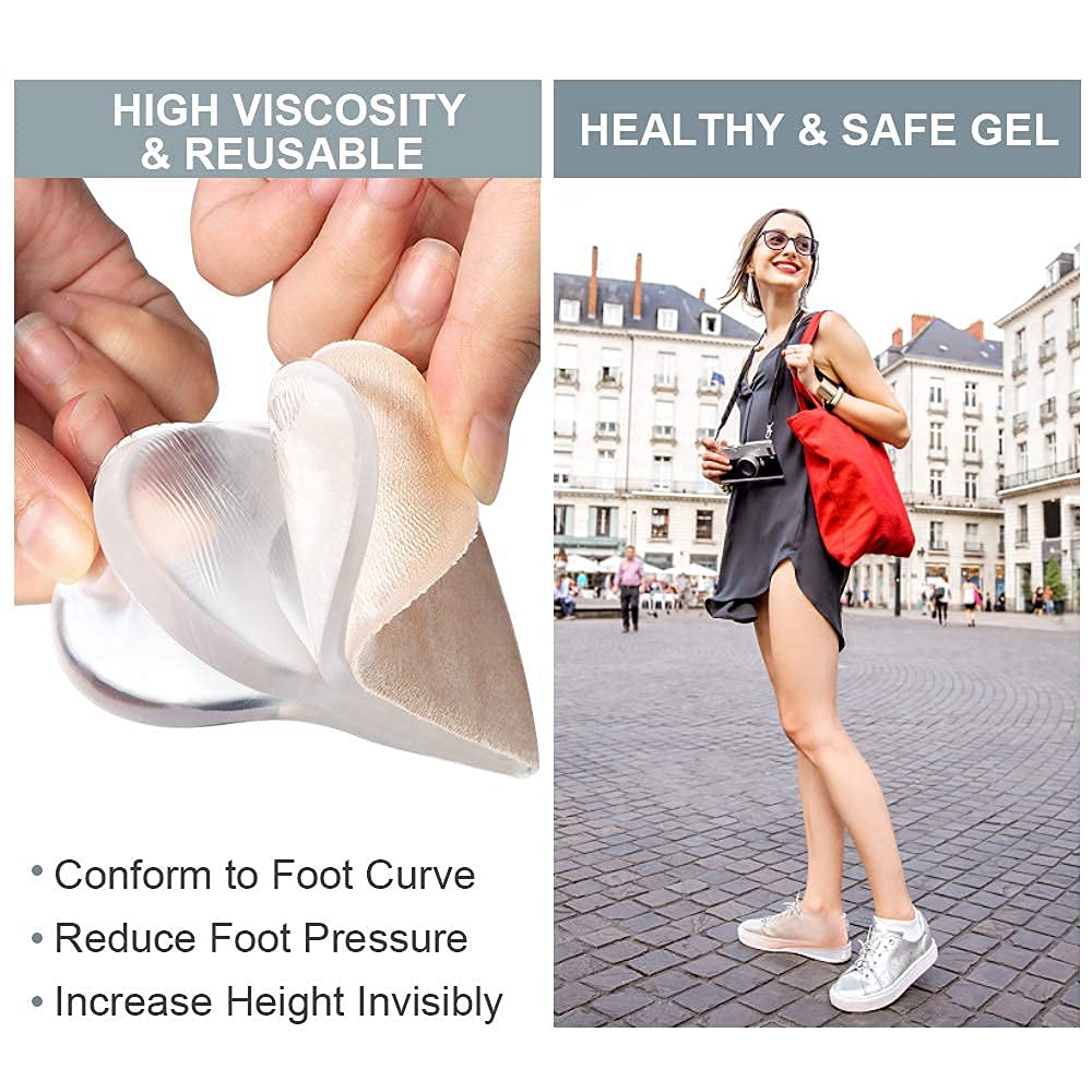 Sumifun Heel Lift Inserts, 2 Pack Size S Gel Shoe Heels Inserts for