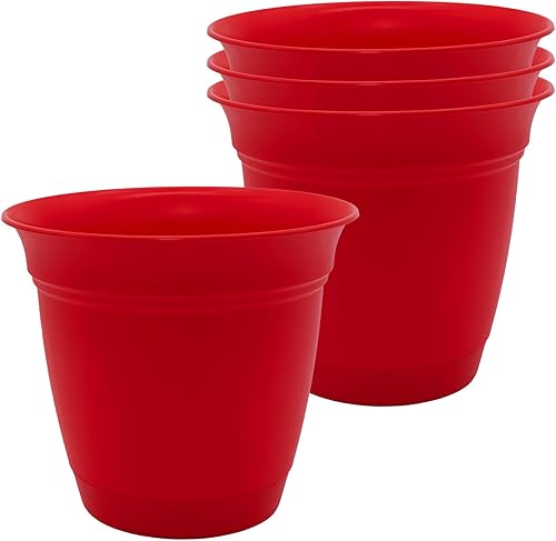The HC Companies Lot de 4 jardinières, Rouge, 20,3 cm