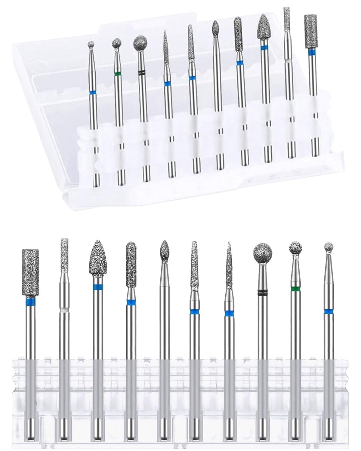 Punte Fresa Unghie,10 Pezzi Punta da Trapano per Fresa Manicure Elettrica Professionale Accessori per Lucidatura,Rimozione Gel,Pelle Morta,Strumenti per Manicure,manicure e pedicure