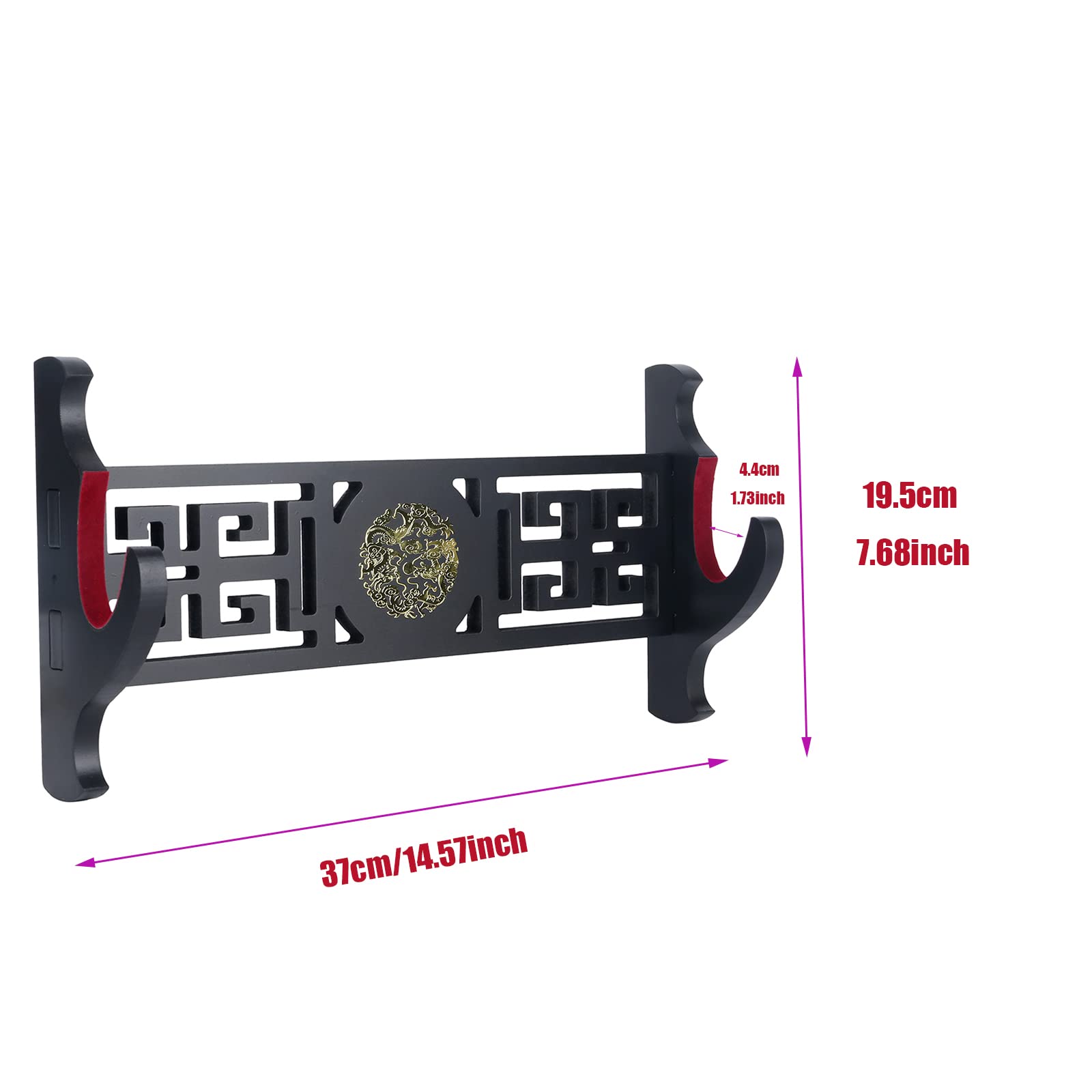 Schwerthalter Katana Wandhalterung 1-Tier Drachenikone Samt Gepolsterte Katana Halter Samurai Schwert Display Rack Wand Lichtschwert Wakizashi Schwertständer Display Hanger