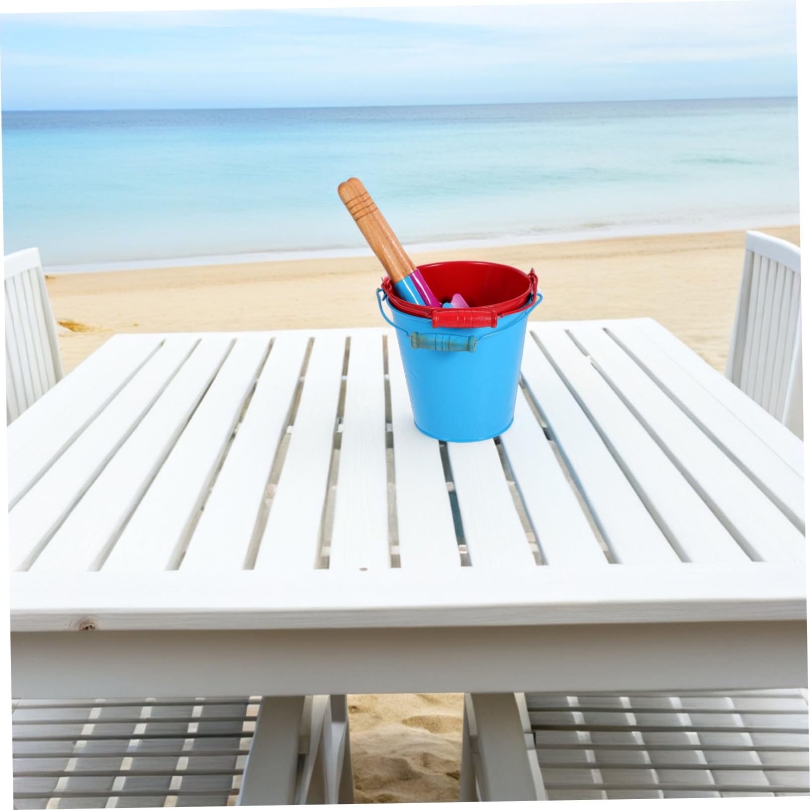 Beach Bucket Toy 4pezzi in Ferro con Shovel per Bambini | Atmosfera Estiva, Giocattoli da Spiaggia e Outdoor, Secchiello Leggero con Manico Robusto Colore Casuale