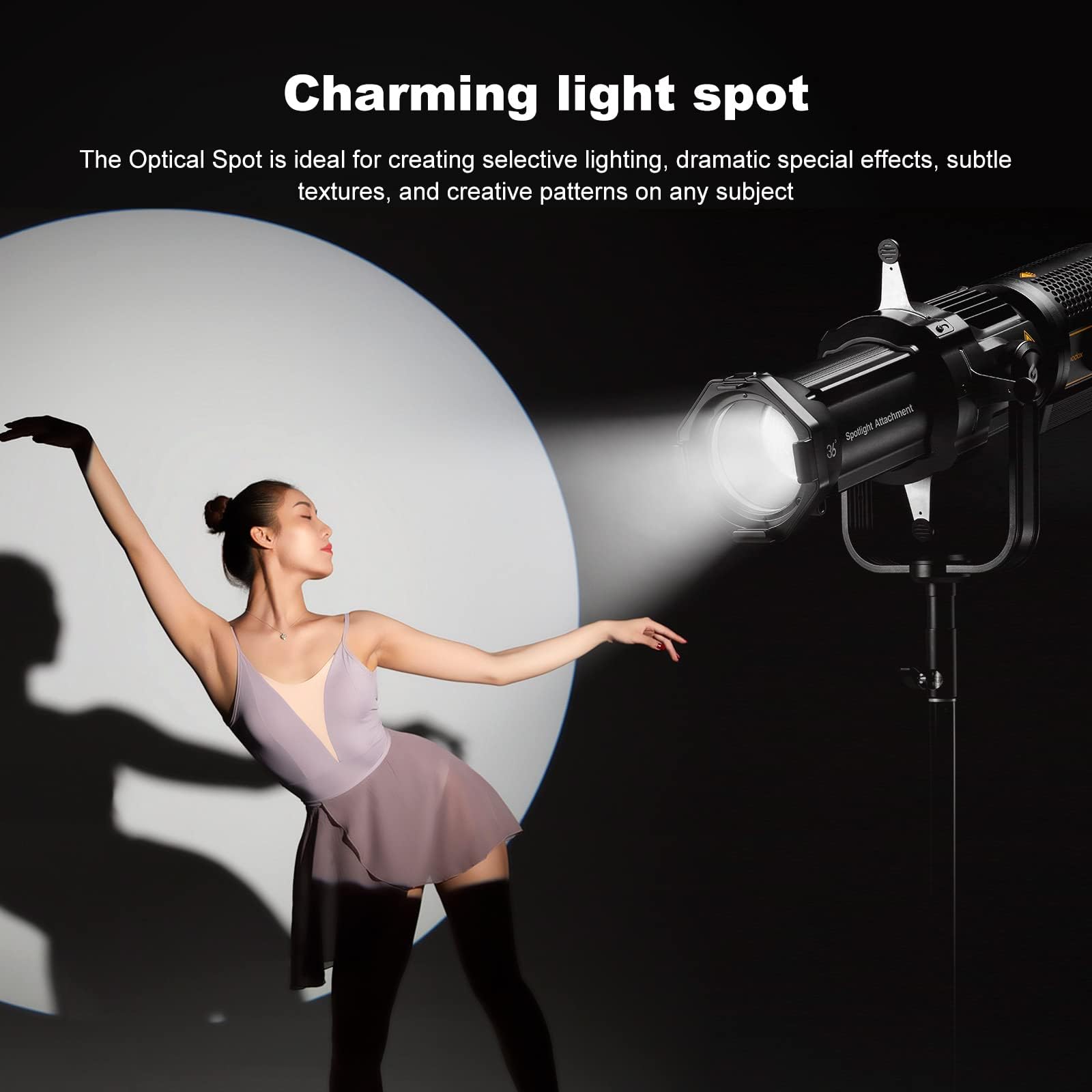 Godox Spotlight Attachment Kit, konischer Snoot mit 36° Projektionslinse und 9 Gobos für Bowens Mount Flash Speedlite, Studio Strobe Monolight, Fotografie LED Licht und Video Licht (VSA-36K)