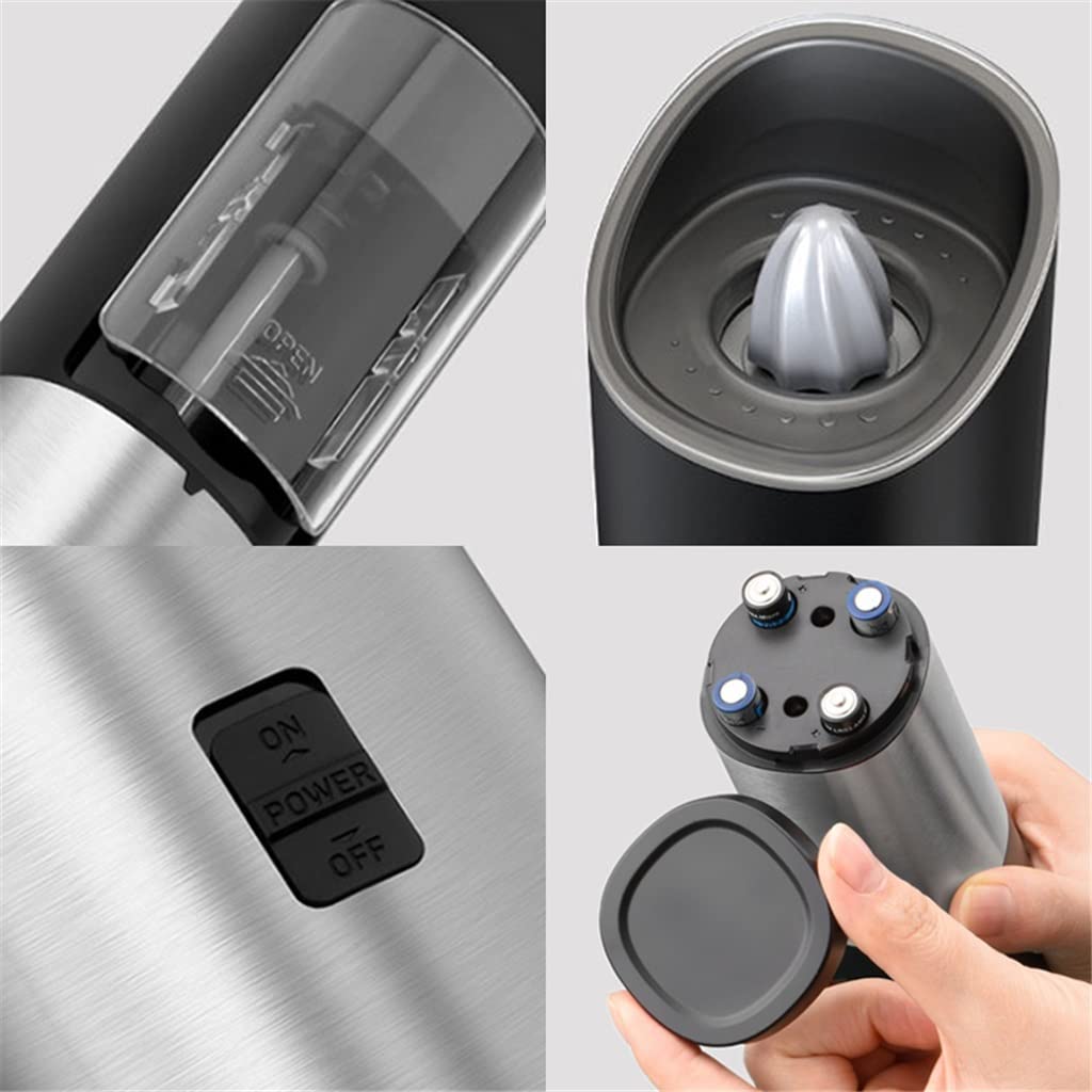 Macinapepe Macina sale e pepe elettrico con luce a LED Macina spezie automatico Utensile da cucina ruvidezza regolabile (Svart 2 pezzi)