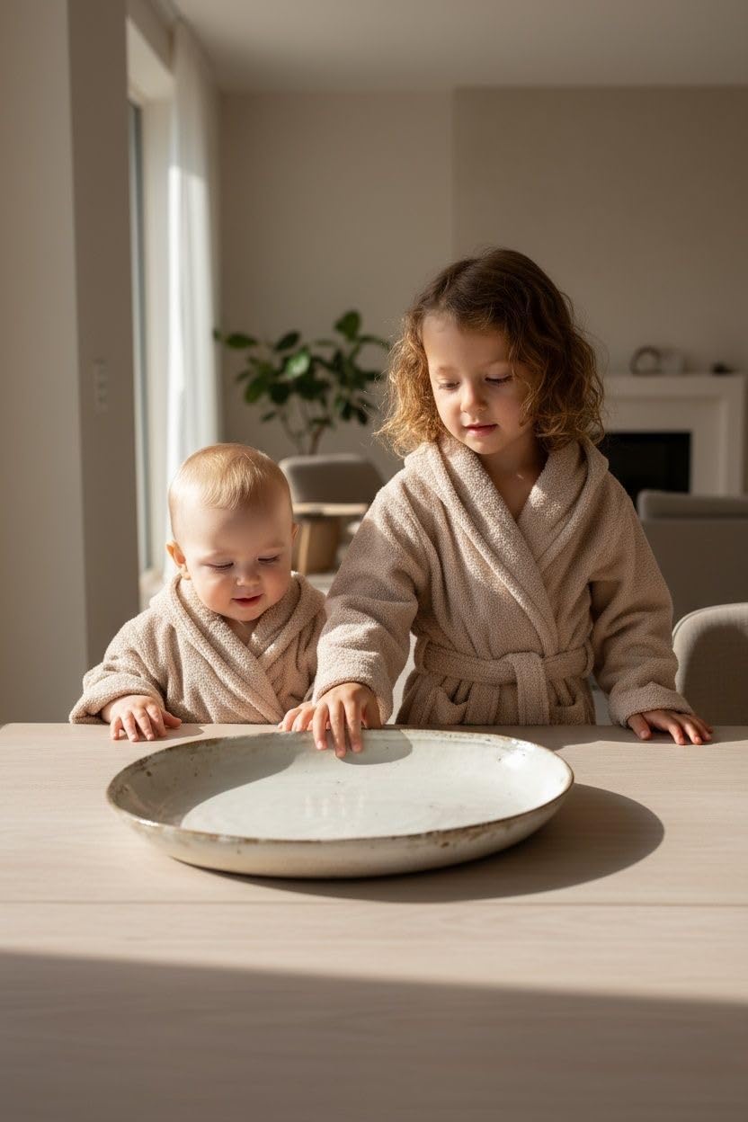 BAGNO MILANO Organic Turkish Cotton Kids Bathrobe, Soft Terry Cotton-Acrylic Hooded Towel Robe for Boys, Girls