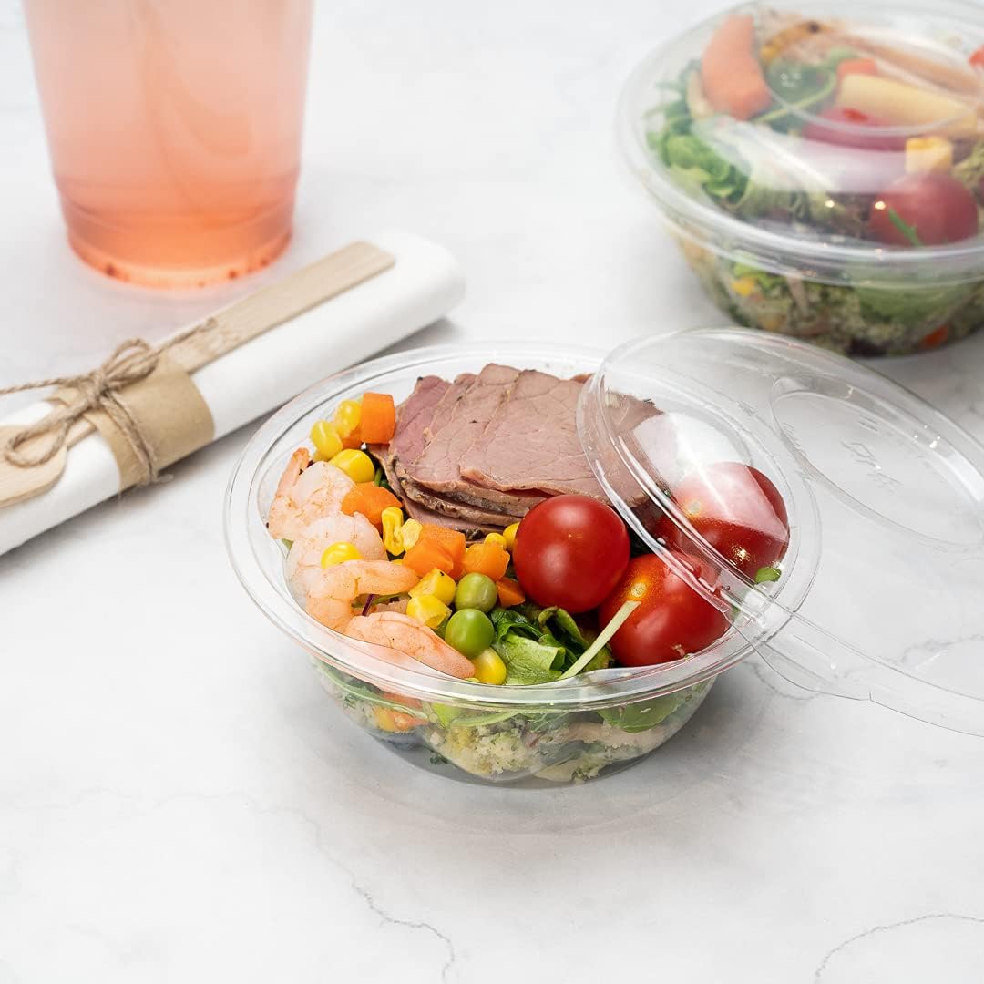 Restaurantware Thermo Tek 12 Ounce Disposable Salad Bowls 50 Round Deli Bowls - Avoids Cracks And Leaks Lids Sold Separately Clear Plastic Salad Container Bowls For Cold Foods
