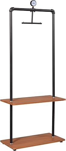 Furinno Wyatt - Perchero de estilo industrial con estantes de madera, color espresso antiguo