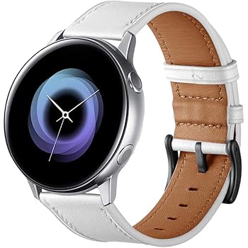 Amazon Com Goseth Compatible With Samsung Galaxy Watch Active 40mm Active2 Bands Genuine Leather Replacement Buckle Strap For Galaxy Watch Active 2 White
