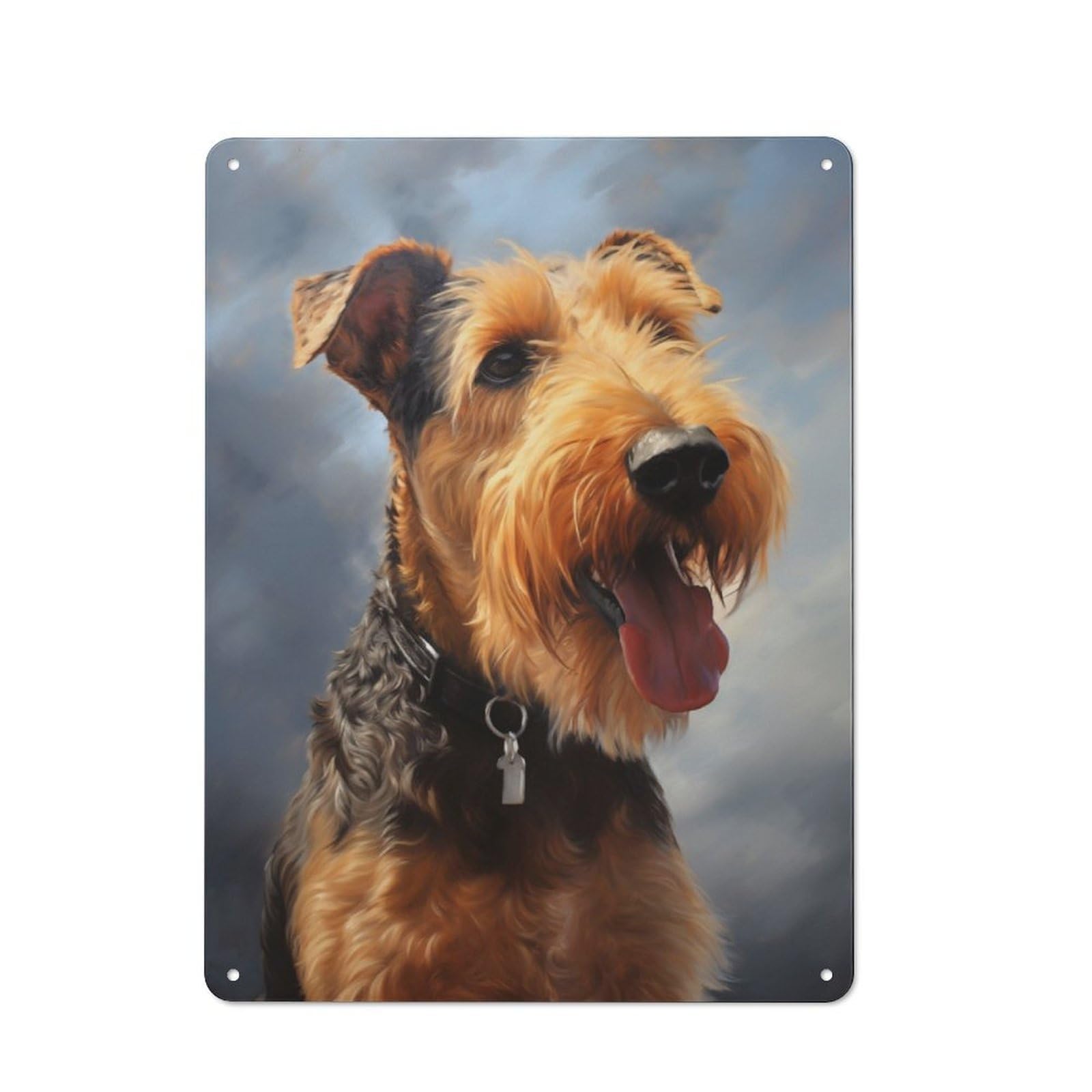 Airedale Terrier Warehouse Style Metal Wall Decor 40x30cm, Tin Wall Sign for Modern Home, Workshop, Office Or Cafe