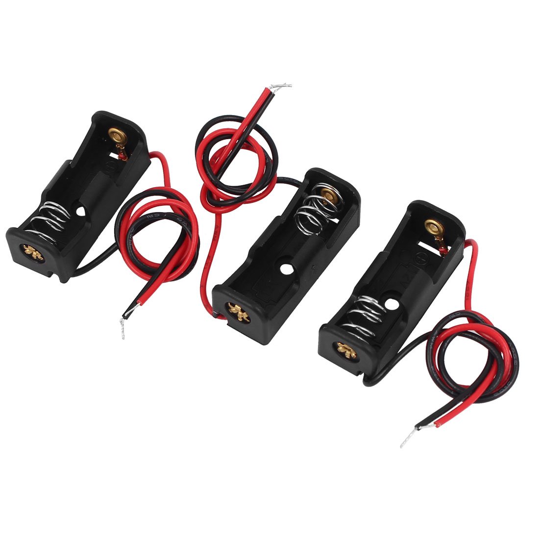 Aexit 3 Pcs Charger & Converters Spring Clip Batteries Case Open Holder Wire Leads Black for 1x 23A/12V Battery Chargers N Battery