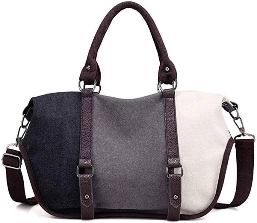 Handbag， Bag，Handbag Contrast Color Stitching Canvas Bag Female Shoulder Casual Large Capacity Messenger Multi-Pocket