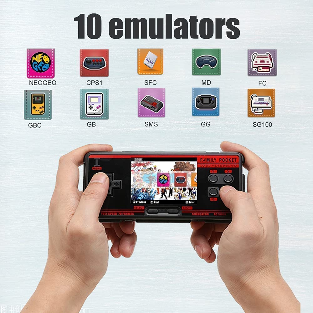CHROX Console Emulatore Console di Gioco Portatile, Uscita AV HD, Schermo HD da 3,0 Pollici, con Scheda TF 16G, 5000 Giochi Classici, Regalo di Natale per Bambini