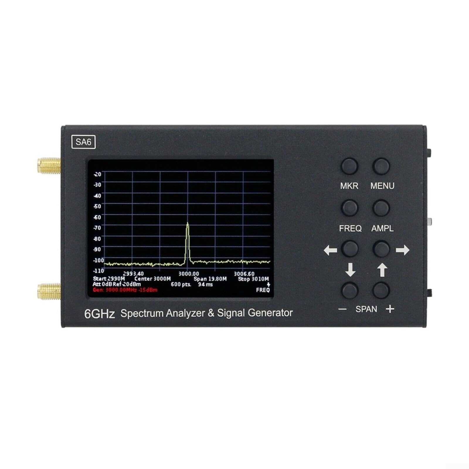 SA6 Tragbarer Spektrumanalysator 35-6200 MHz Mit Signalgenerator, RF-Tester Für WiFi GSM LTE GLONASS, 6 GHz Frequenzbereich, 2500 MAh Für Akku, 5,9 Zoll Display, Inklusive SMA-Kabel Für Feldmessungen