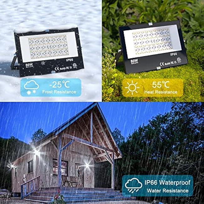 LED Flood Light Outdoor 800W Equivalent Smart RGB Color Changing Landscape Lighting Daylight 5700K 4 Pack