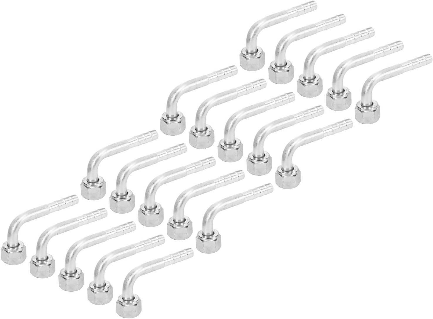 Car Air Conditioner Connector 3 / 8in, Angled 90°, 20PCS Aluminum Retrofit Adapters for Trucks and Engineering Vehicles - Durable Construction, Easy Finger Tightening, Versatile