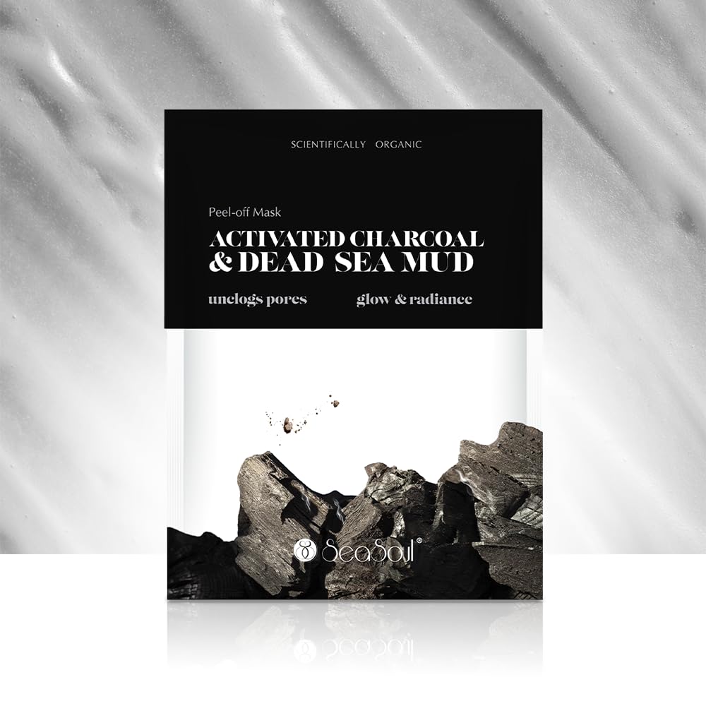 SEA SOUL Detox Peel-Off Mask that Brightens Skin, Reduce Pores & Enhances Radiance | with Activated Charcoal & Dead Sea Mud | Charcoal Face Mask for Glowing Skin - 20 g