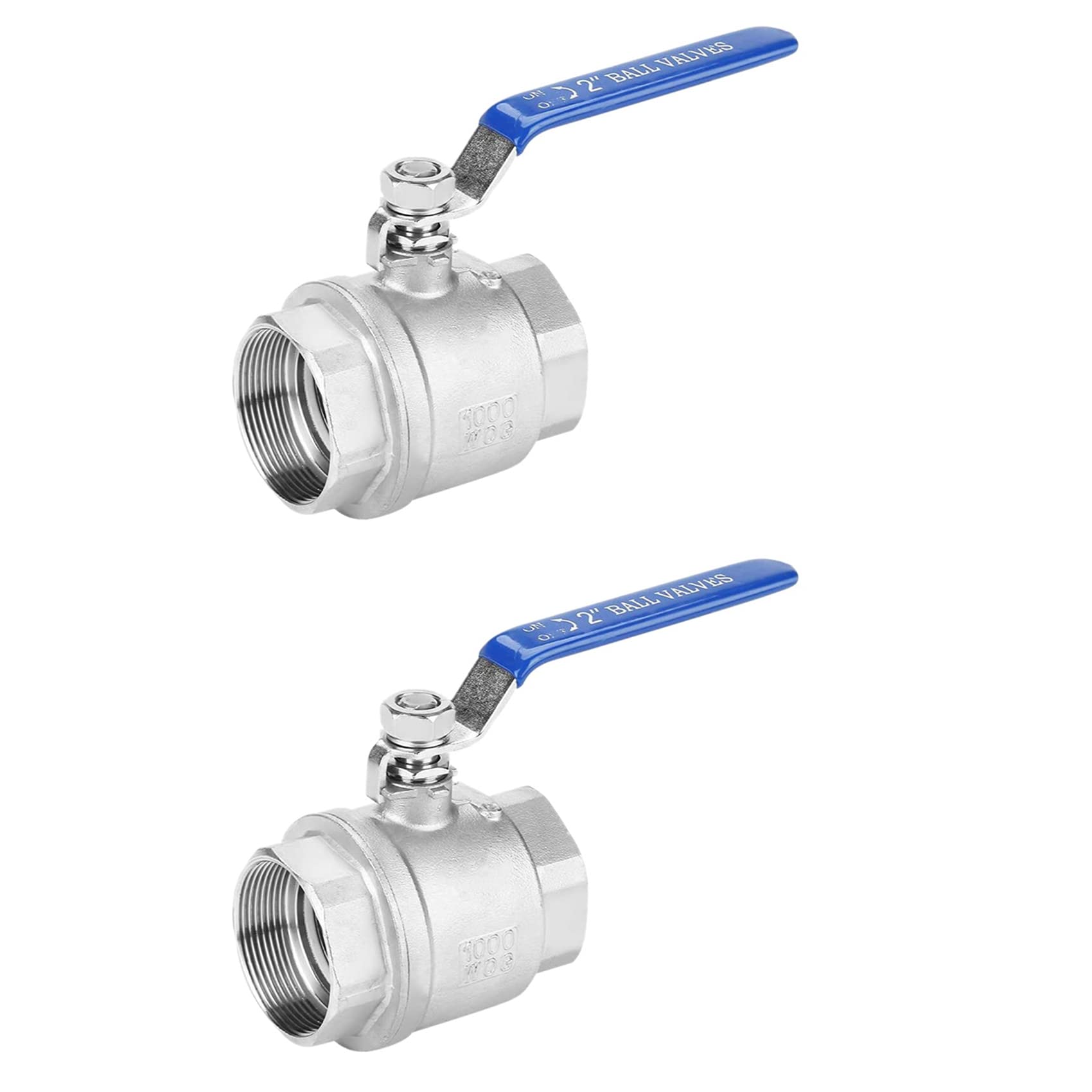 Jnchdghwa Women's Silver& Blue 2X Ball Valve Thread 2 Inch 304 Stainless Steel Full Port Thread Ball Valve 2 Inch Dn50 1000 Wog
