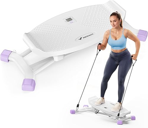MERACH Tabla de equilibrio, tabla tambaleante con bandas de resistencia, entrenador de equilibrio de giro portátil con monitor LCD, capacidad de 300