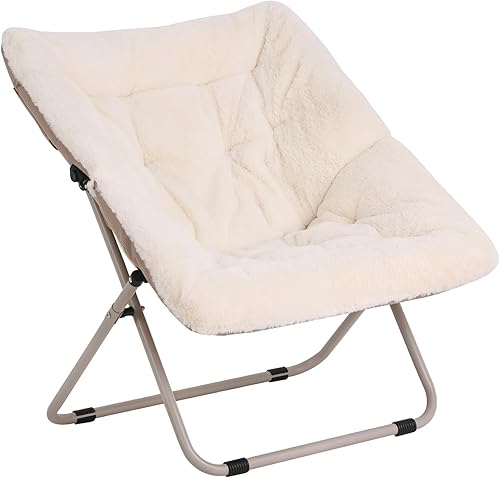 Silla platillo, cómodas sillas de dormitorio, silla plegable de piel sintética de gran tamaño, silla plegable con marco de metal, para dormitorio,