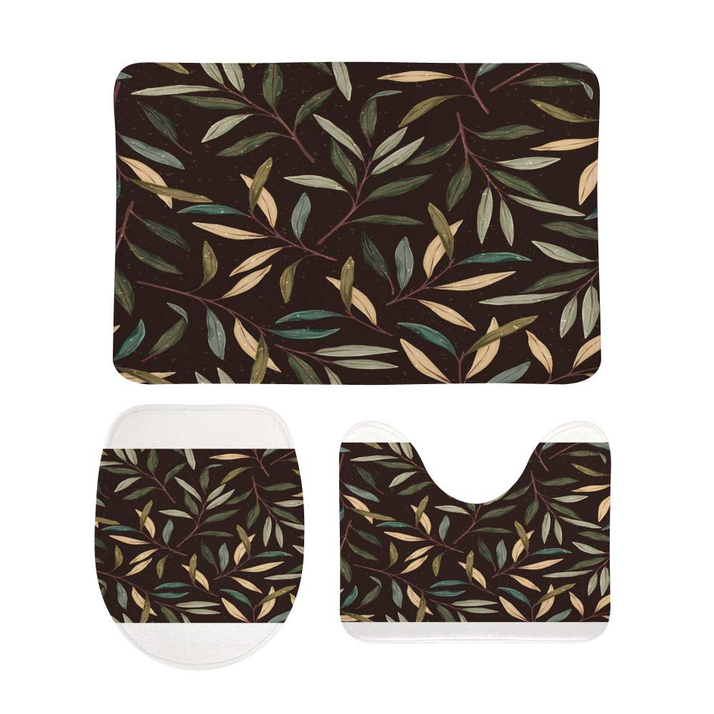 Tapis de bain en U motif forêt d'automne pour WC et douche