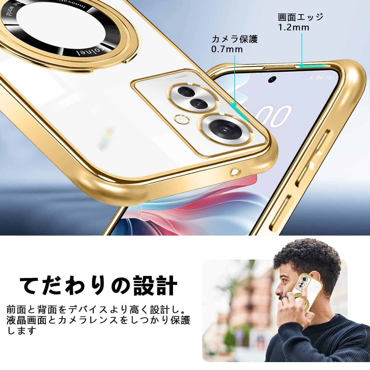 Amazon.co.jp: OPPO Reno11 A Case, Clear, Shoulder, Transparent 