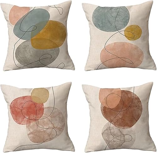 Juego de 4 fundas de almohada de geometría abstracta de 20 x 20 pulgadas cuadradas de terciopelo de doble cara para sofá fundas de almohada modernas