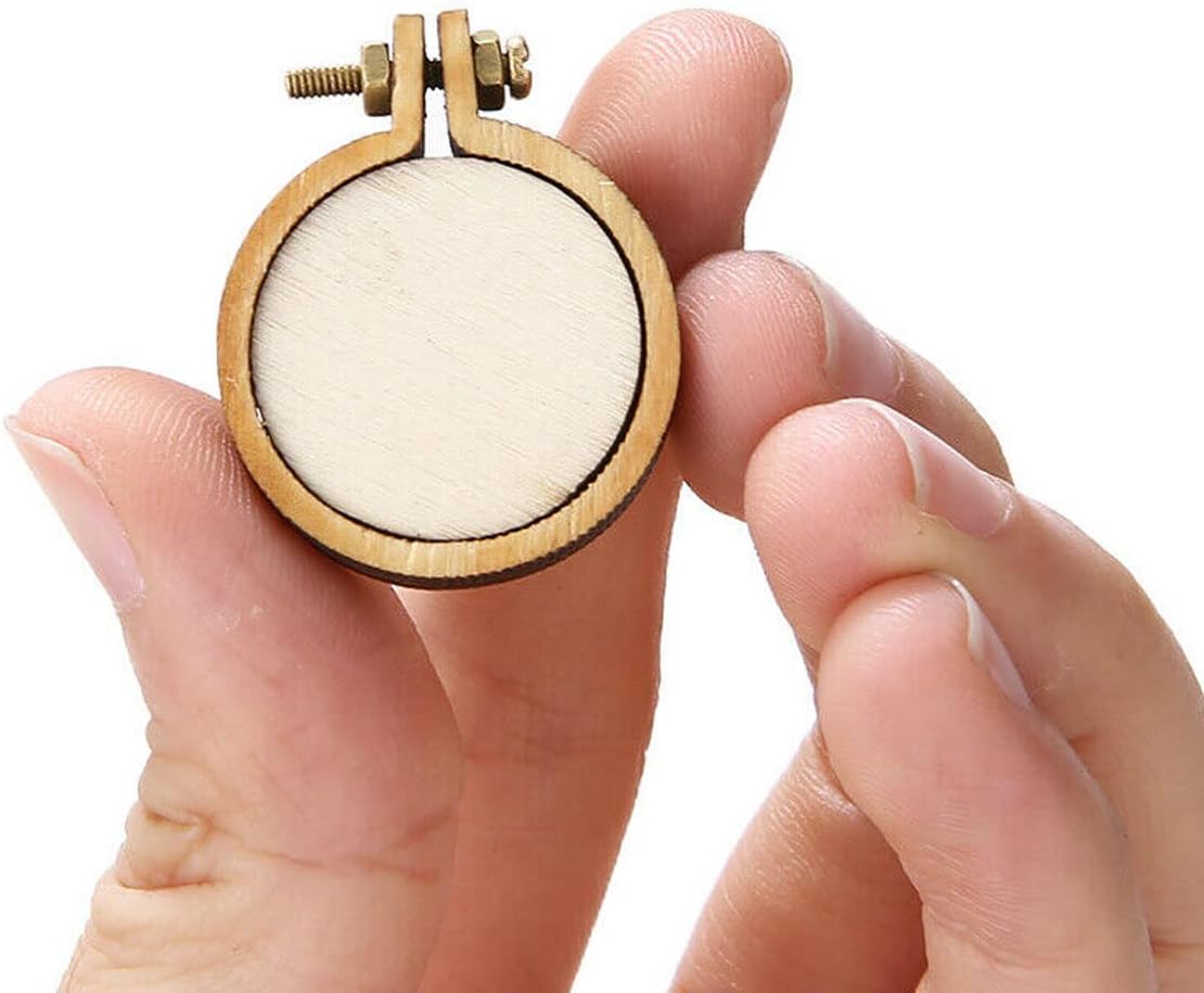 Mini Embroidery Hoops - 1 Inch Small Round Wooden Embroidery Frame Circle Cross Stitch Hoop Ring for Cross Stitch Frame Handy Sewing Arts DIY Pendant Crafts Tool (20 PCS)