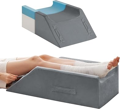 MEGCXIT Double Leg Elevation Pillows for After Surgery, Memory Foam Leg Elevating Pillow, Leg Pillow Elevation Blood Circulation, Knee Pillow Wedge Pillow for Back Knee Hip Ankle Pain Relief, Grey