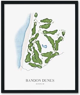 Nationcog Bandon Dunes Golf Course Map Golf Poster - UNFRAMED - Wall Art, Golf Artwork, Home Decor (11x14 in)